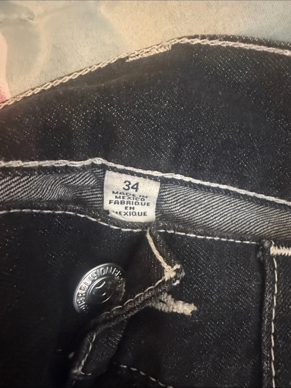 True Religion Men's Straight Jeans in Charcoal Black with White Label